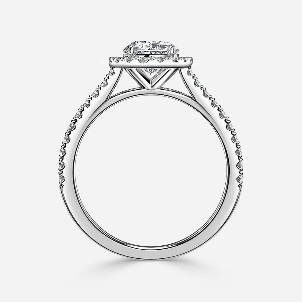 1.0 CT Oval Cut Moissanite Halo & Pave Bridal Ring Set