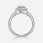 1.0 CT Oval Cut Moissanite Halo & Pave Bridal Ring Set