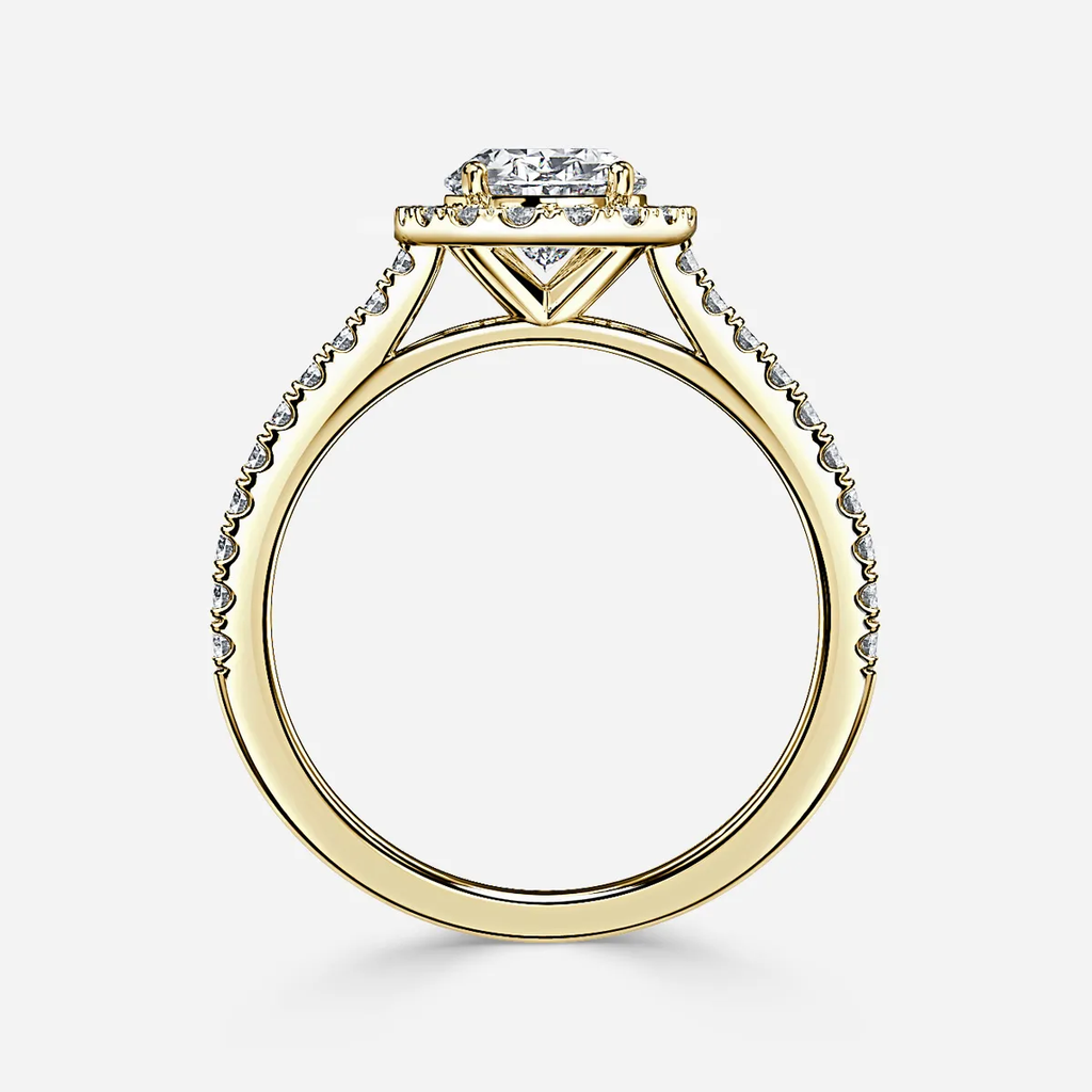 1.0 CT Oval Cut Moissanite Halo & Pave Bridal Ring Set