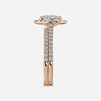 1.0 CT Oval Cut Moissanite Halo & Pave Bridal Ring Set