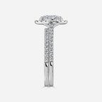 1.0 CT Oval Cut Moissanite Halo & Pave Bridal Ring Set