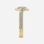 1.0 CT Oval Cut Moissanite Halo & Pave Bridal Ring Set