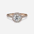 1.0 CT Round Cut Moissanite Halo & Pave Bridal Ring Set