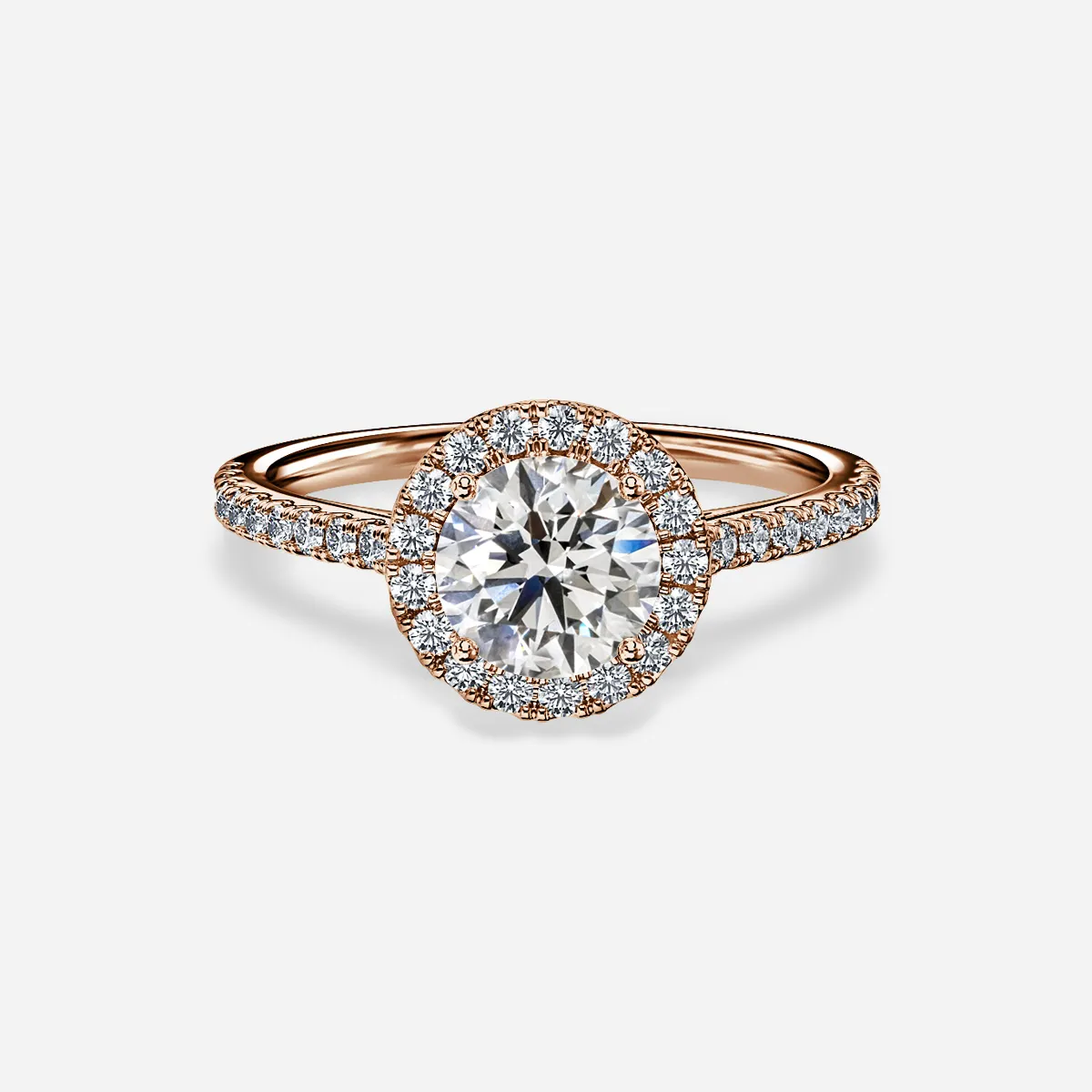 1.0 CT Round Cut Moissanite Halo & Pave Bridal Ring Set