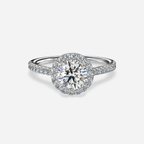 1.0 CT Round Cut Moissanite Halo & Pave Bridal Ring Set