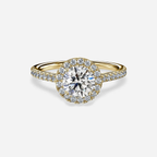 1.0 CT Round Cut Moissanite Halo & Pave Bridal Ring Set