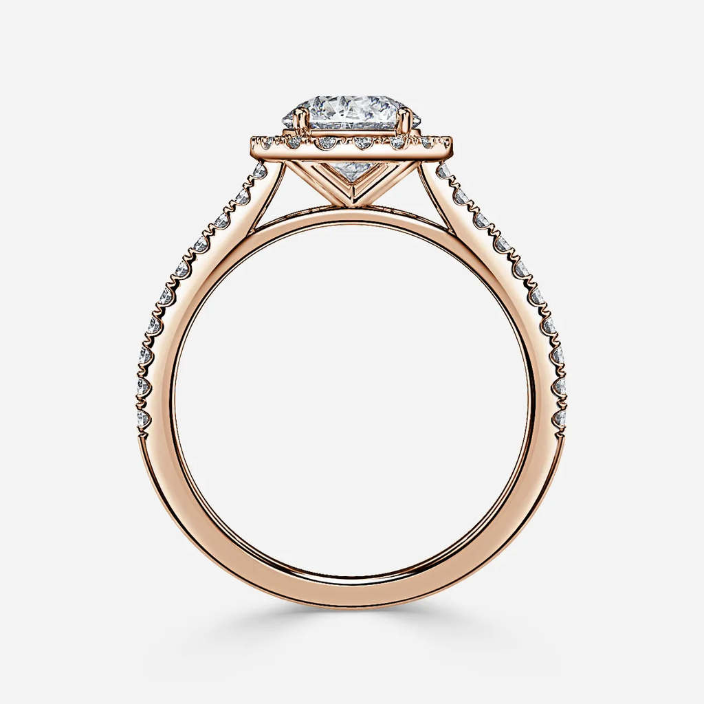 1.0 CT Round Cut Moissanite Halo & Pave Bridal Ring Set