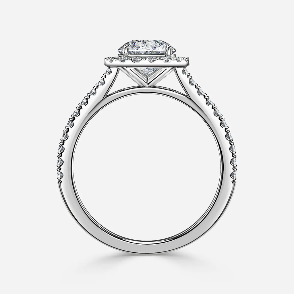 1.0 CT Round Cut Moissanite Halo & Pave Bridal Ring Set