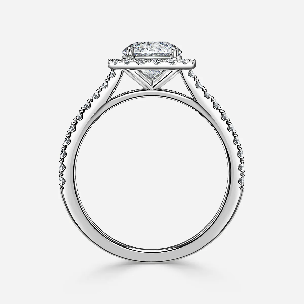 1.0 CT Round Cut Moissanite Halo & Pave Bridal Ring Set