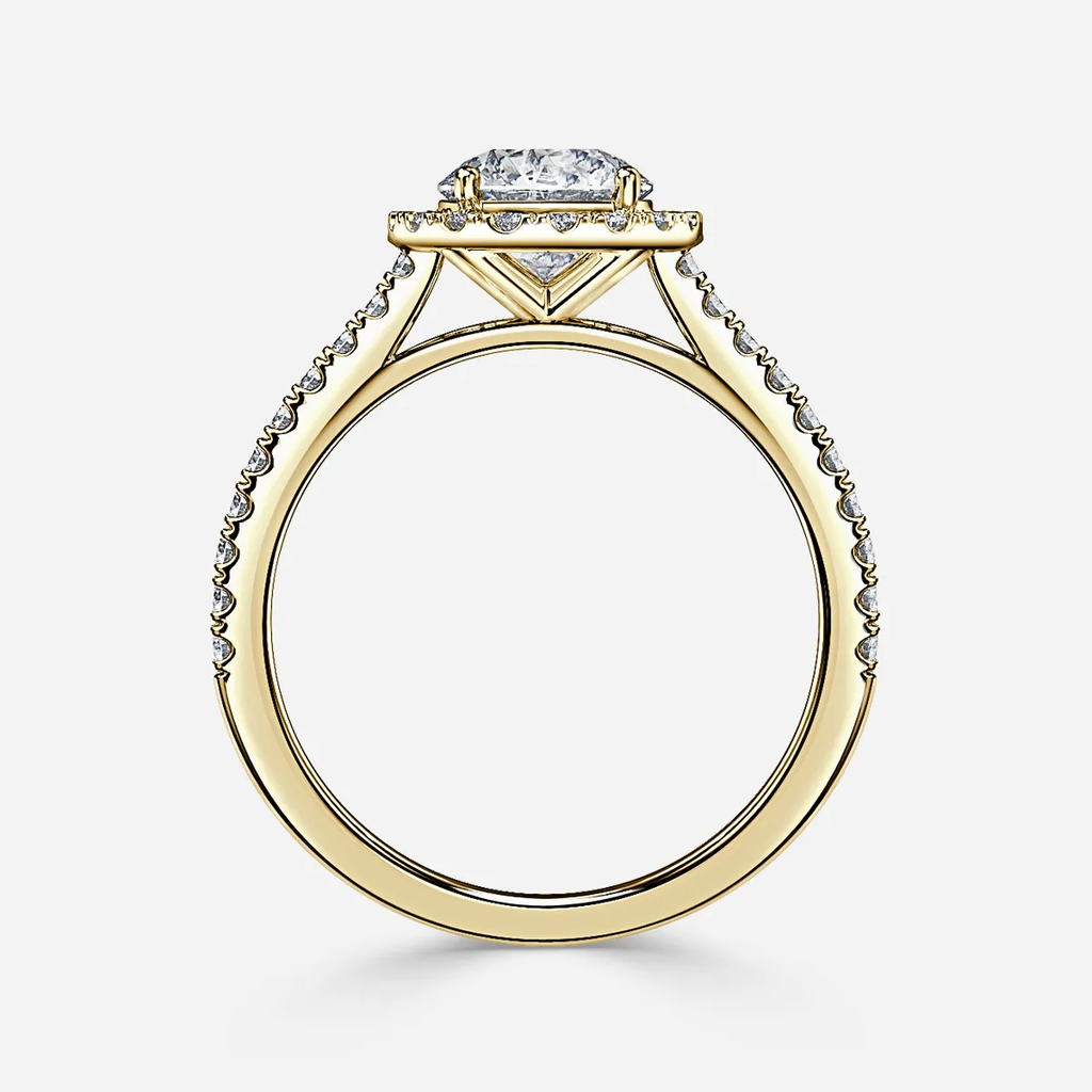 1.0 CT Round Cut Moissanite Halo & Pave Bridal Ring Set