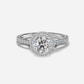 1.0 CT Round Cut Moissanite Halo & Pave Bridal Ring Set