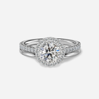 1.0 CT Round Cut Moissanite Halo & Pave Bridal Ring Set