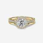1.0 CT Round Cut Moissanite Halo & Pave Bridal Ring Set