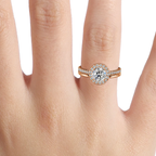 1.0 CT Round Cut Moissanite Halo & Pave Bridal Ring Set