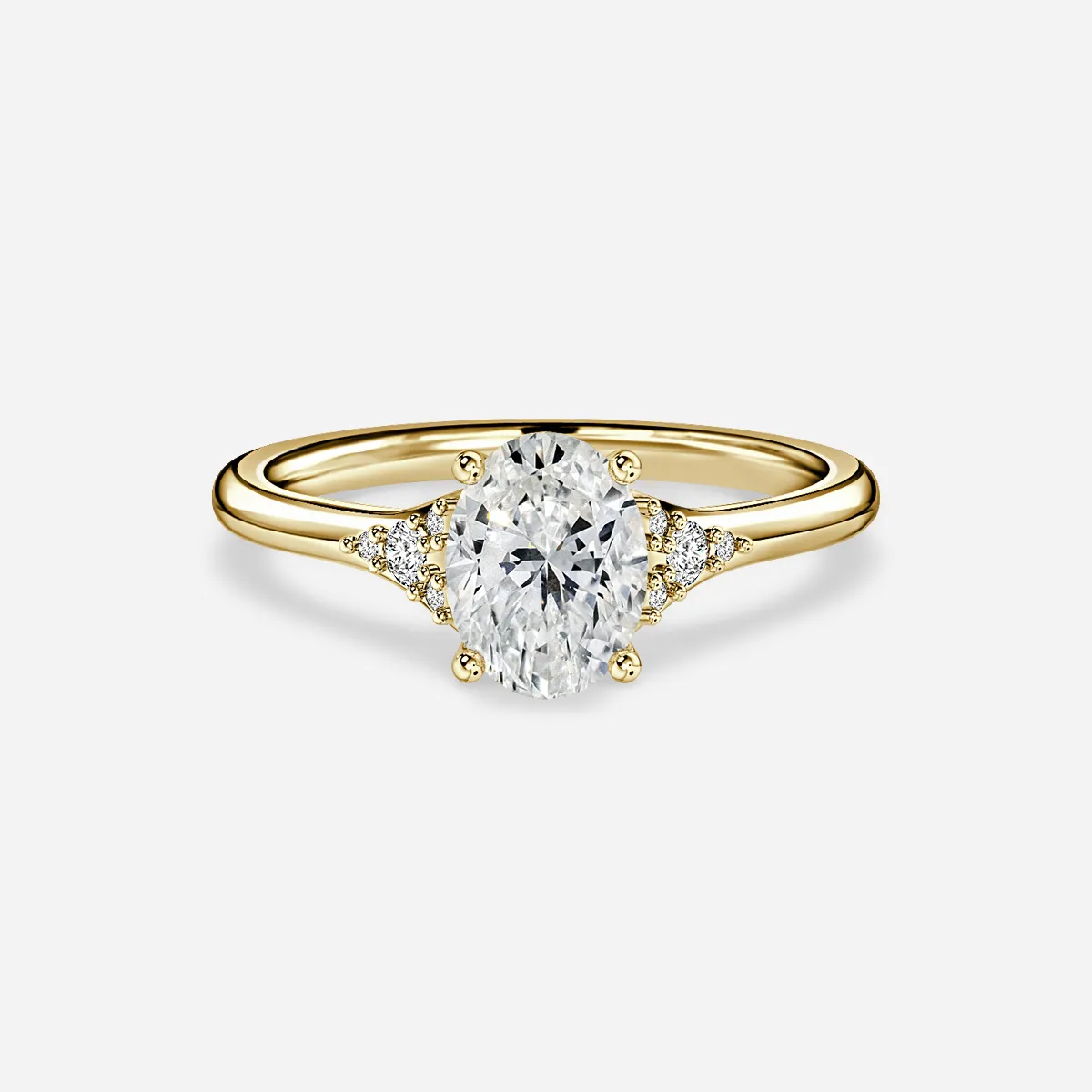 0.50 CT-1.0 CT Oval Cut Moissanite Cluster Setting Engagement Ring