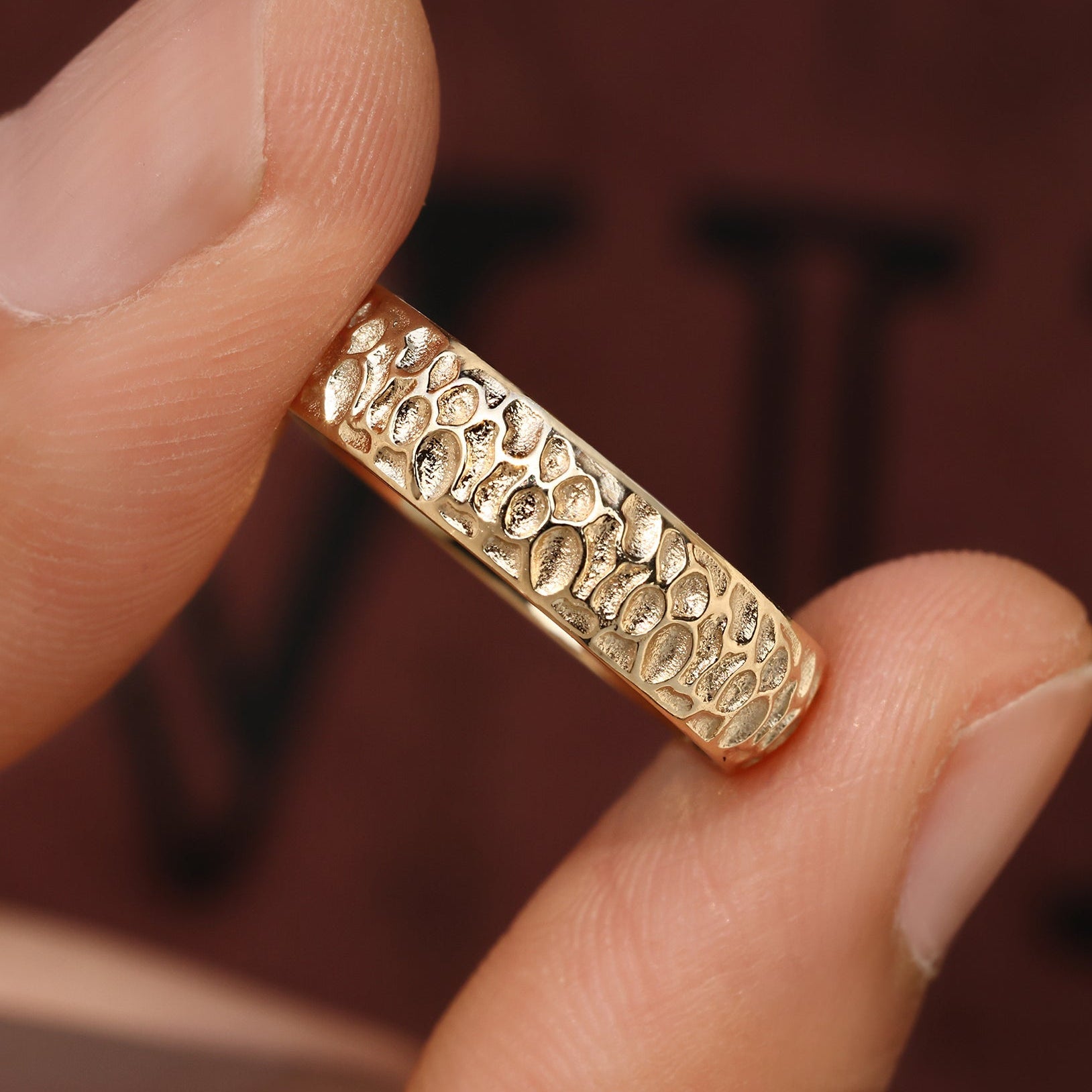 Men's Engagement Ring in Hammer Finish Main image