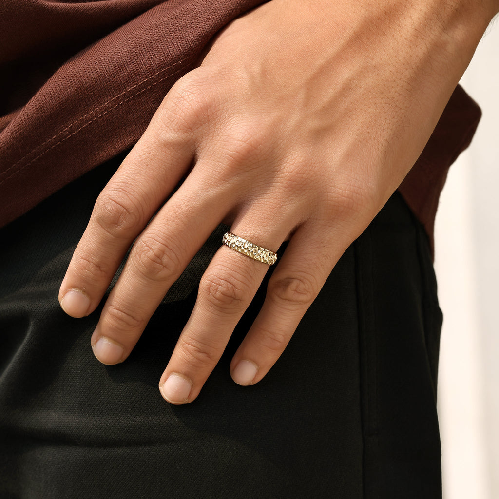 Men's Engagement Ring in Hammer Finish