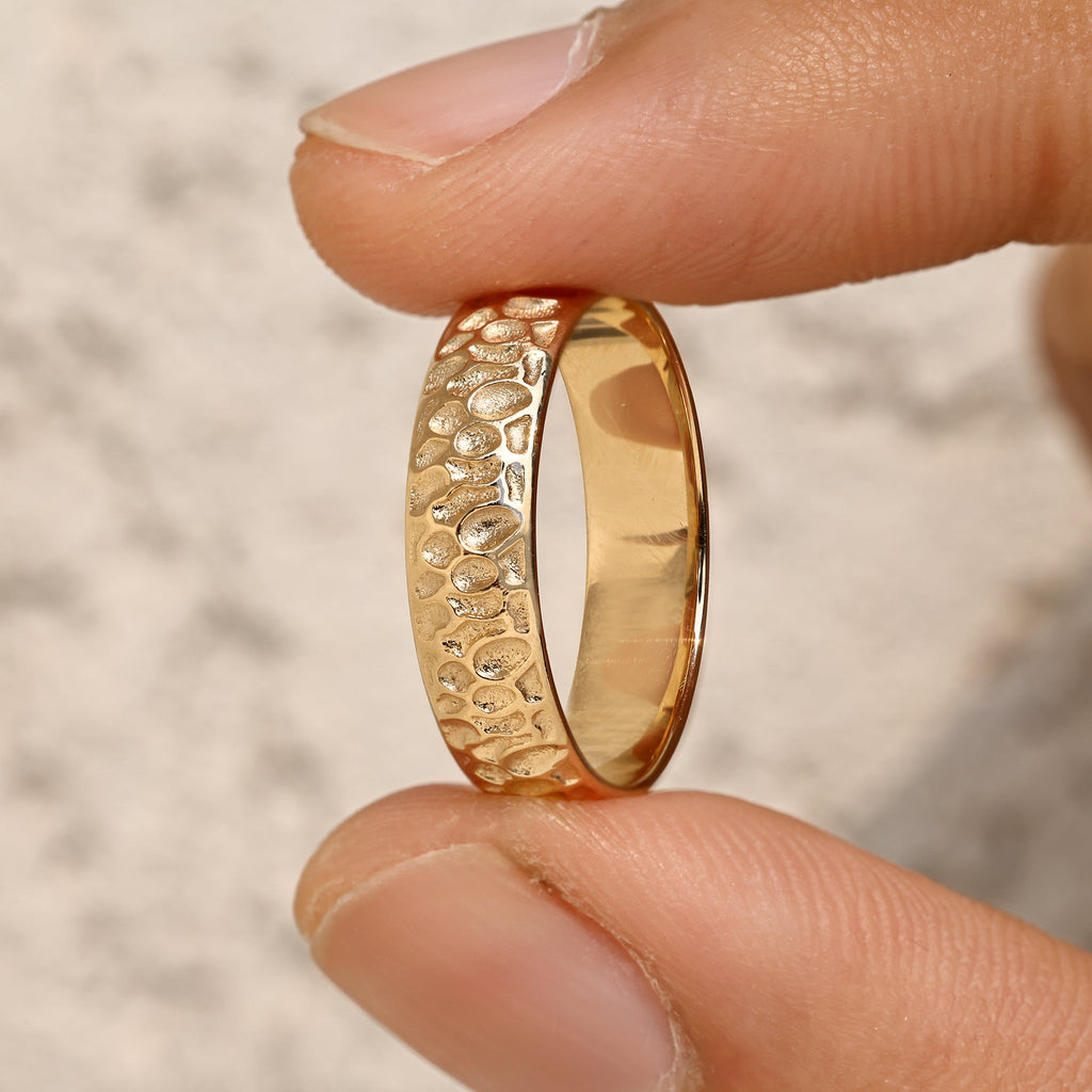 Men's Engagement Ring in Hammer Finish