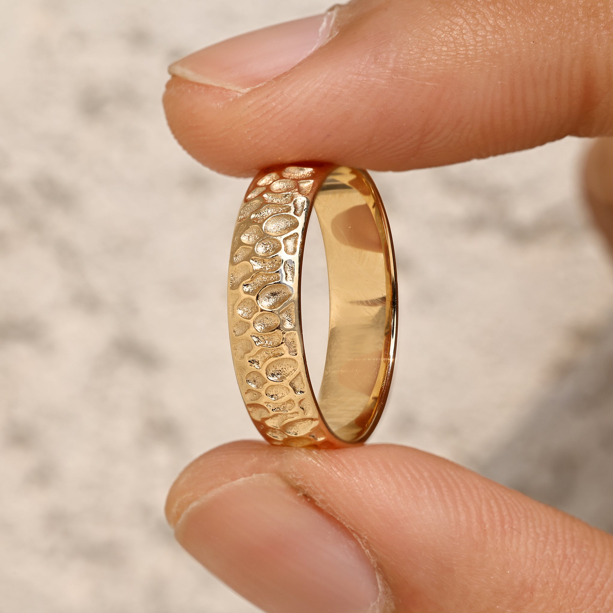 Men's Engagement Ring in Hammer Finish