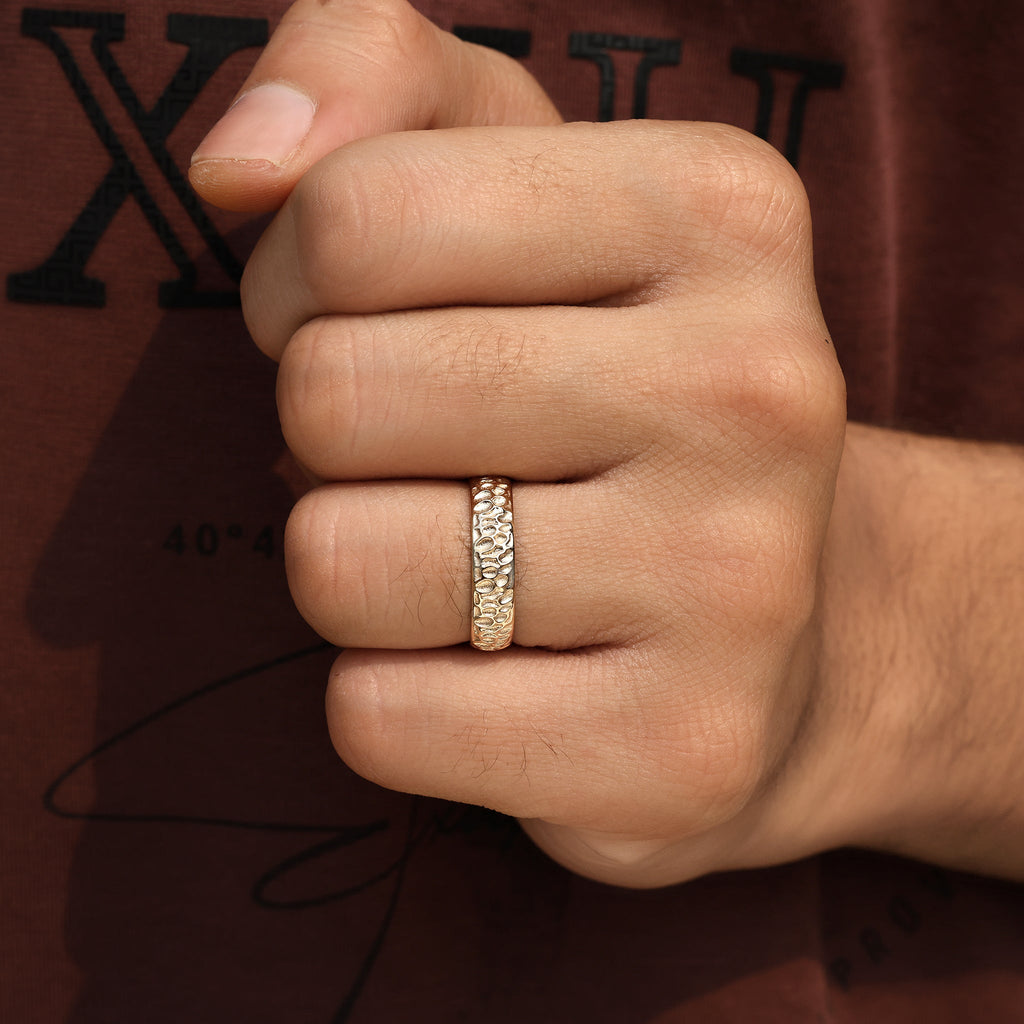 Men's Engagement Ring in Hammer Finish