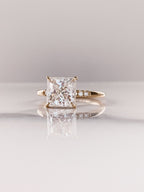 3.0 CT Princess Moissanite Solitaire Hidden Halo Setting Engagement Ring