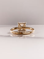 3.0 CT Princess Moissanite Solitaire Hidden Halo Setting Engagement Ring
