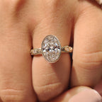 Oval Bezel Engagement Ring with Milgrain