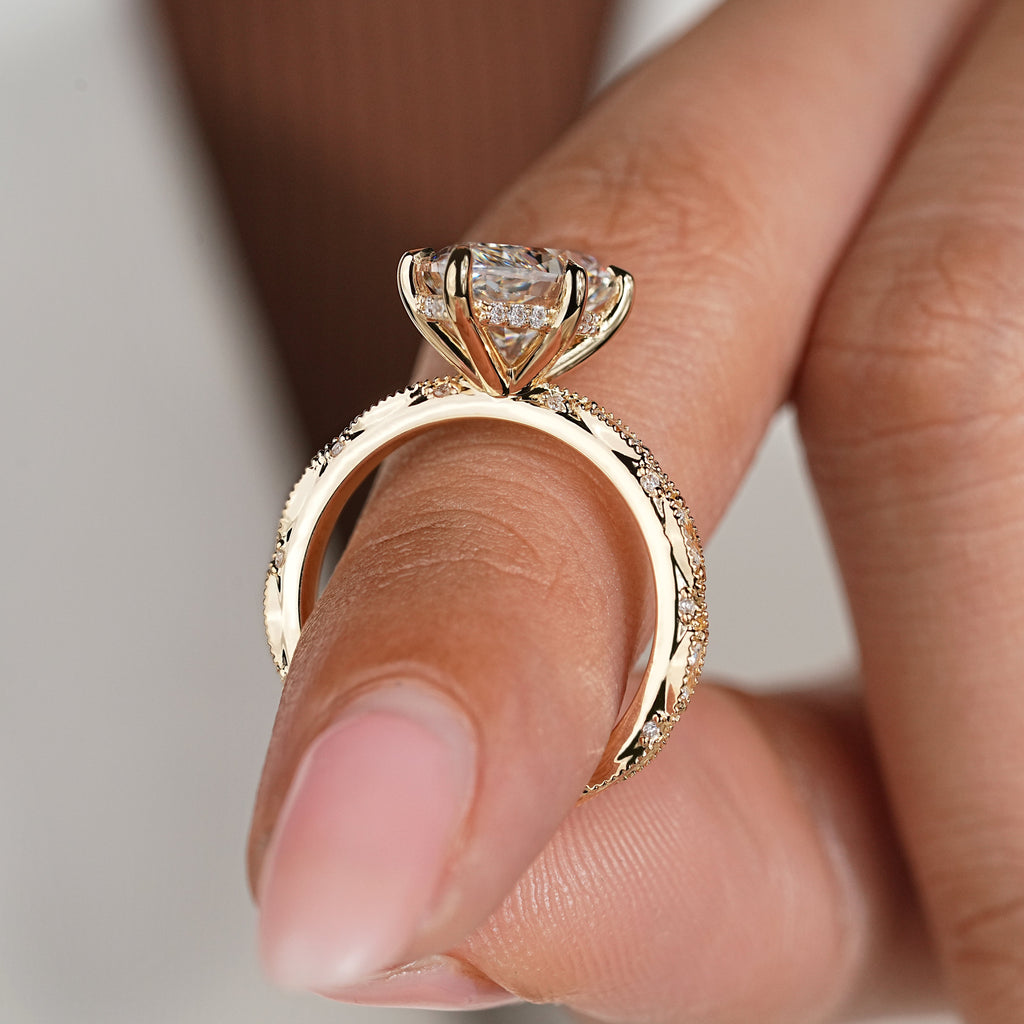 Dutch Marquise Vintage Inspired Engagement Ring with Pave