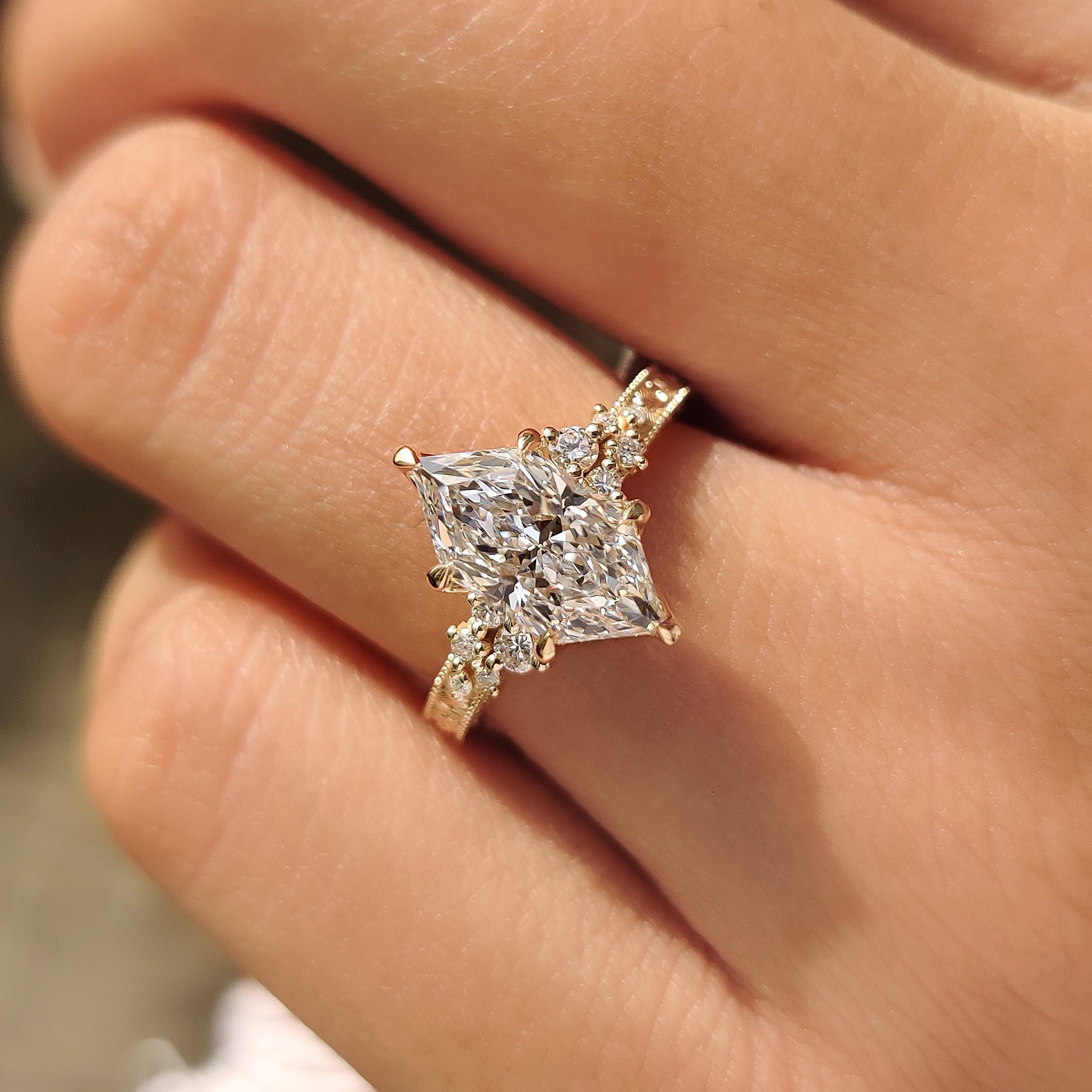 Dutch Marquise Diamond Ring with Hand Engraved Filigree Design Secondary image