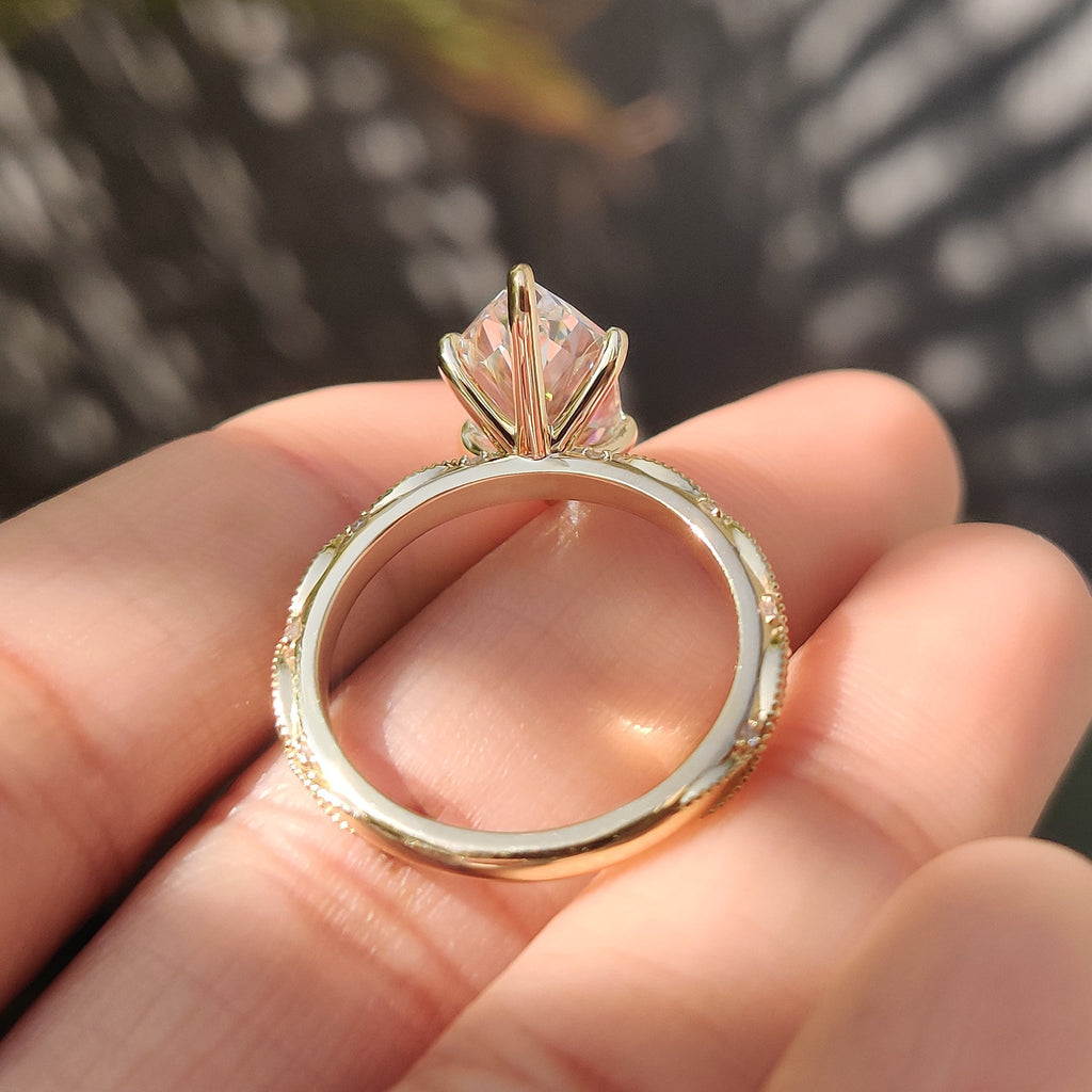 Vintage Style Dutch Marquise Ring with Milgrain Detailing