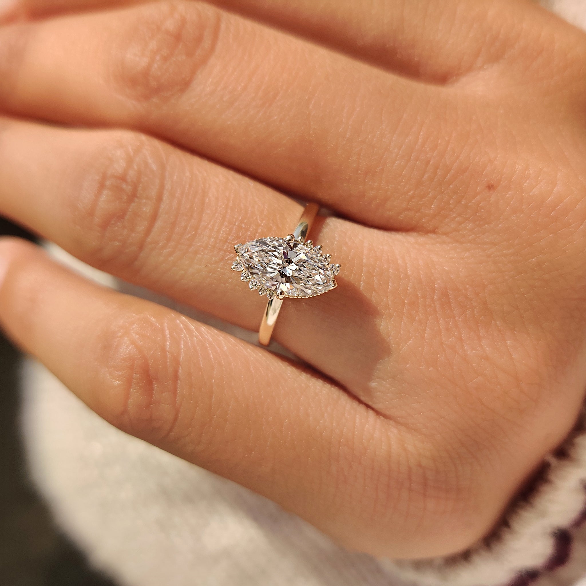 Marquise Cut Ring in Milgrain Details Secondary image