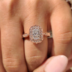 Radiant Cut Diamond Ring in Milgrain Vintage Style