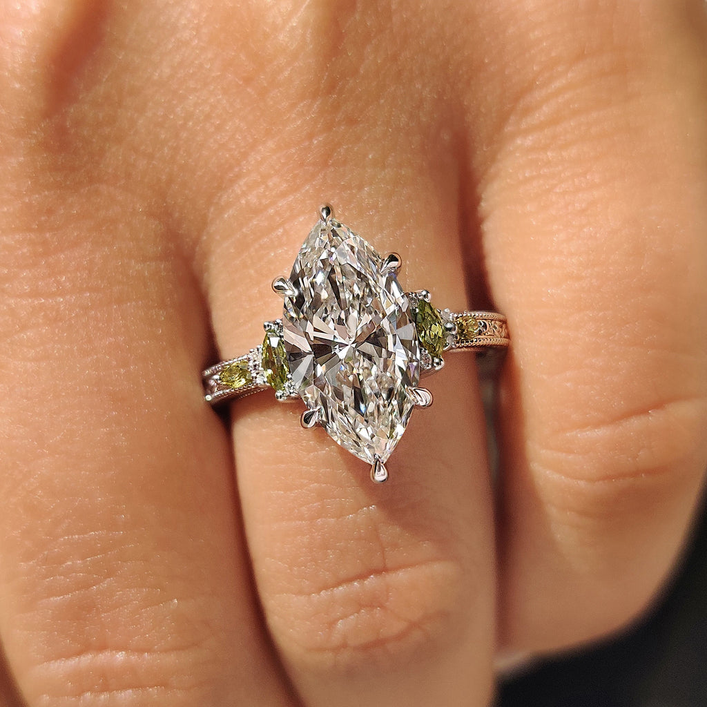 Marquise Engagement Ring In Vintage Art Deco style