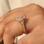 Solitaire Style Marquise Cut Diamond Ring in Milgrain Details