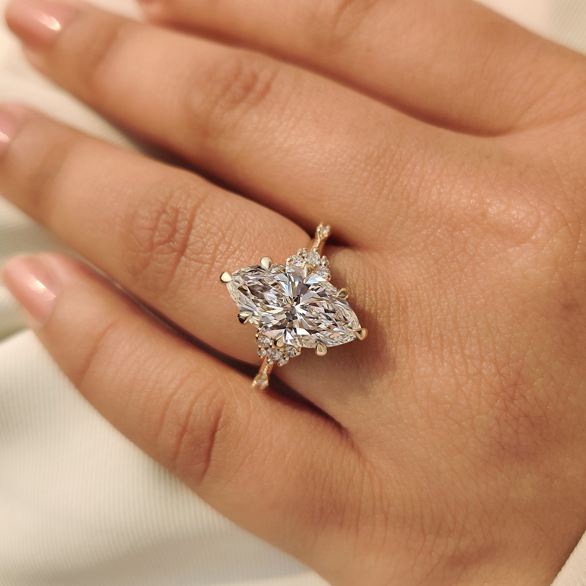 Vintage Marquise Engagement Ring with Milgrain Detailing