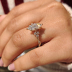 Vintage Style Marquise Lab Grown Diamond Ring with Milgrain Details