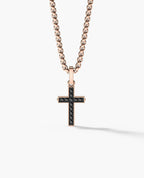 MINI CROSS Gold Pendant with 0.25ct Black Diamonds