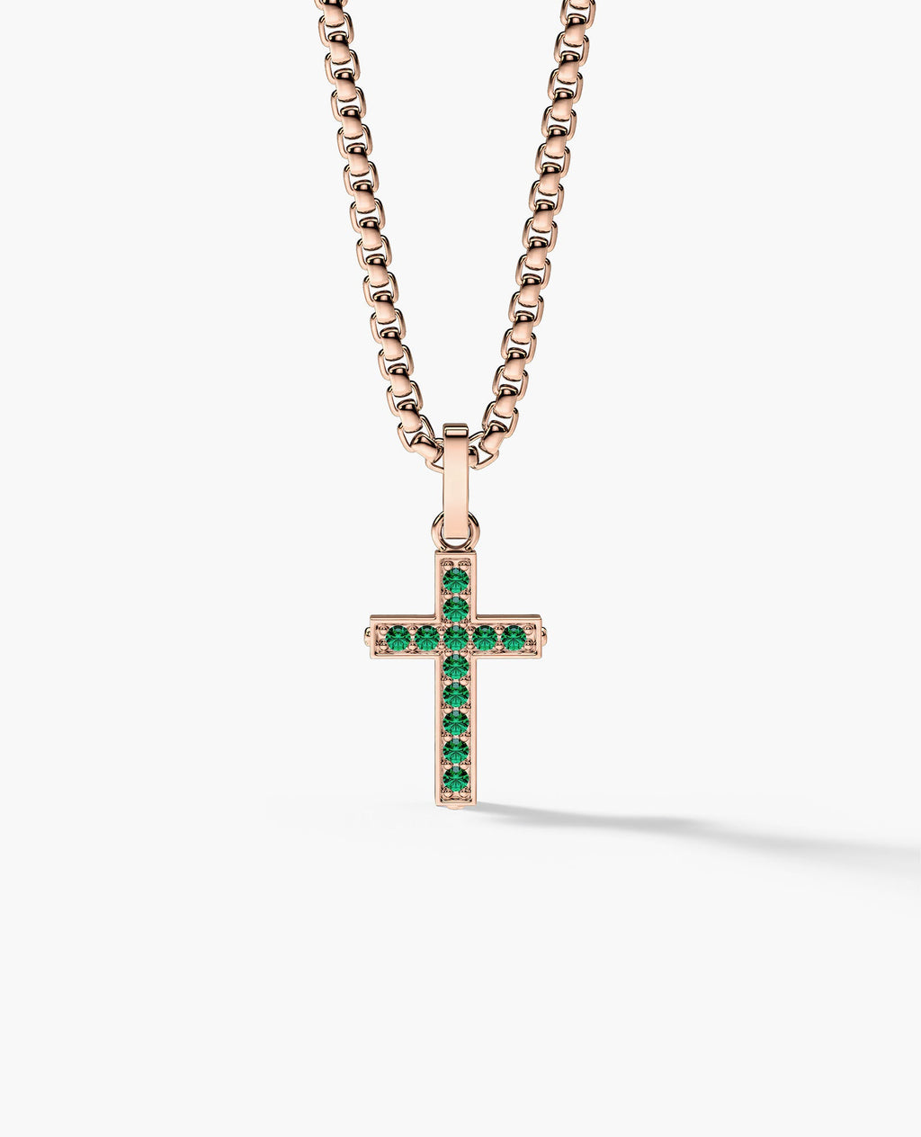 MINI CROSS Gold Pendant with 0.25ct Emeralds