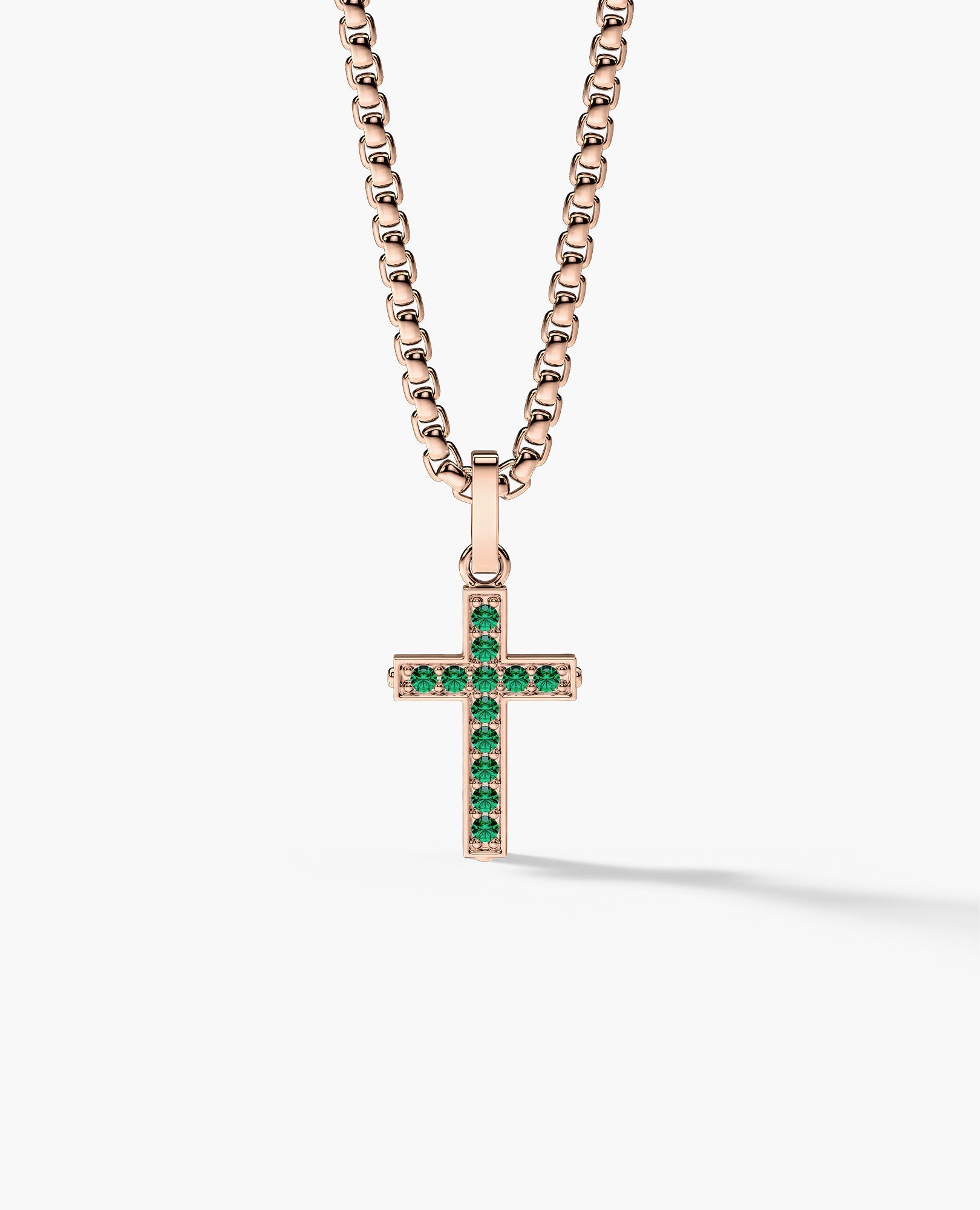 MINI CROSS Gold Pendant with 0.25ct Emeralds
