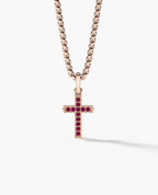 MINI CROSS Gold Pendant with 0.25ct Rubies