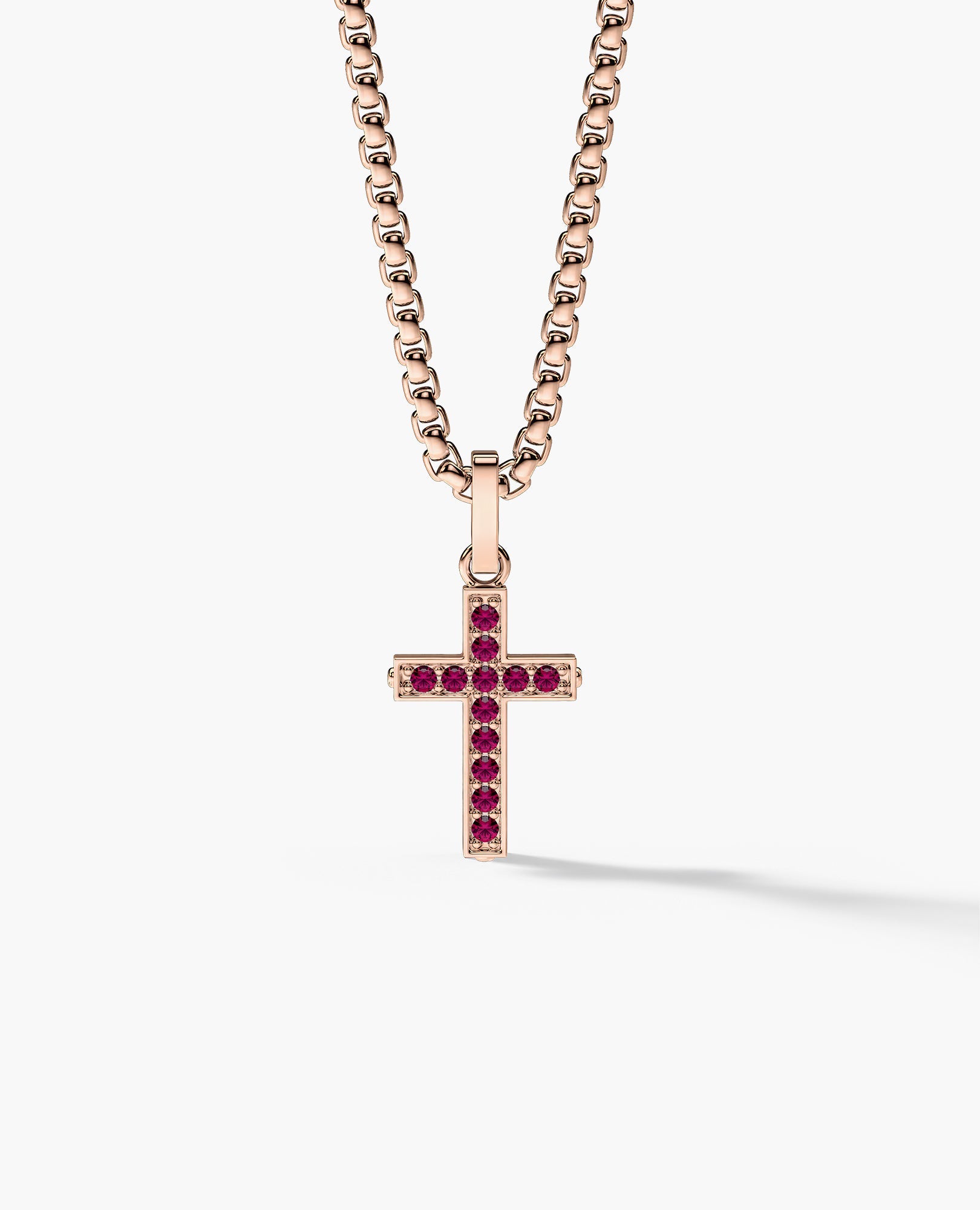 MINI CROSS Gold Pendant with 0.25ct Rubies