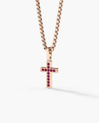 MINI CROSS Gold Pendant with 0.25ct Rubies