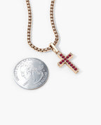 MINI CROSS Gold Pendant with 0.25ct Rubies