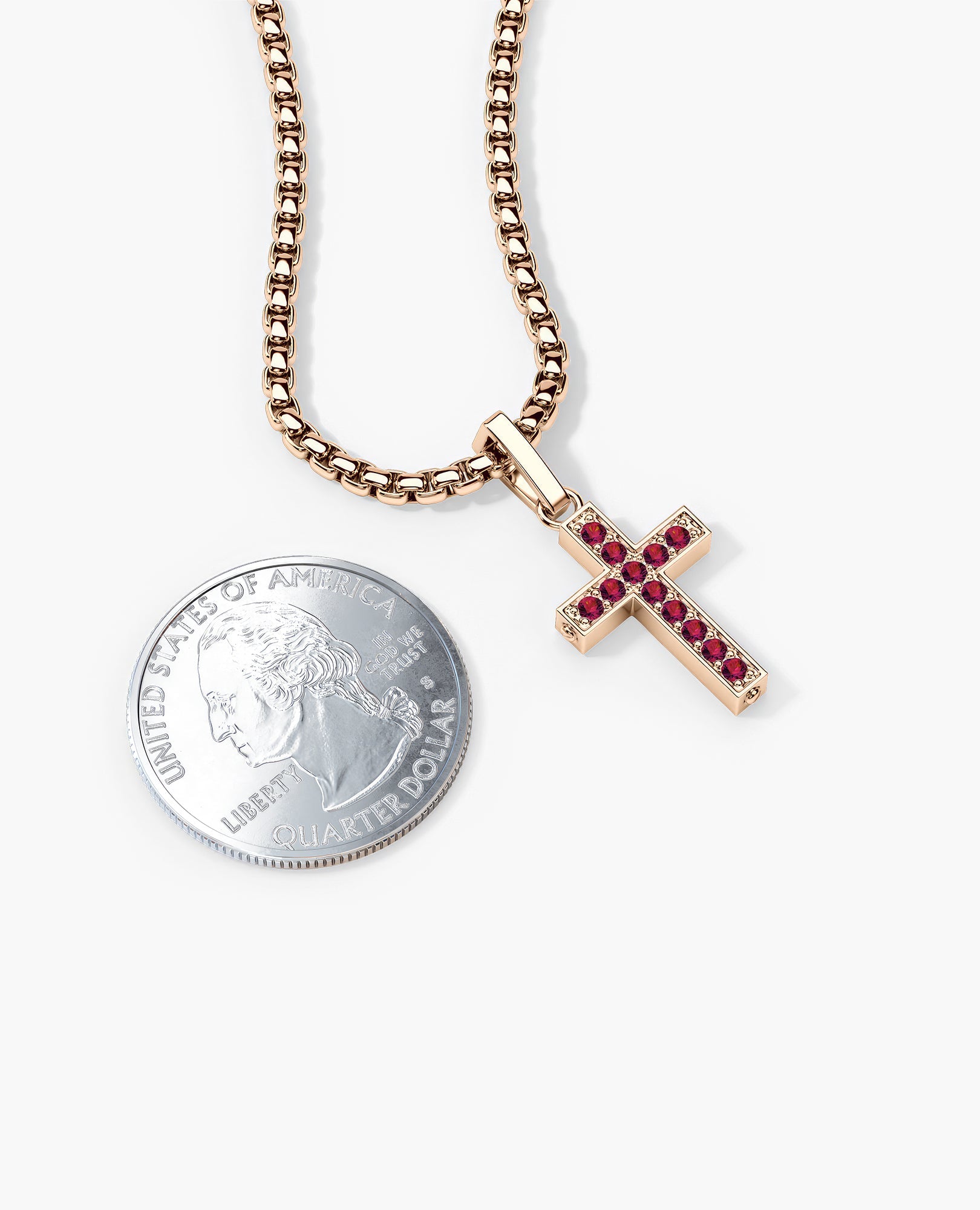 MINI CROSS Gold Pendant with 0.25ct Rubies