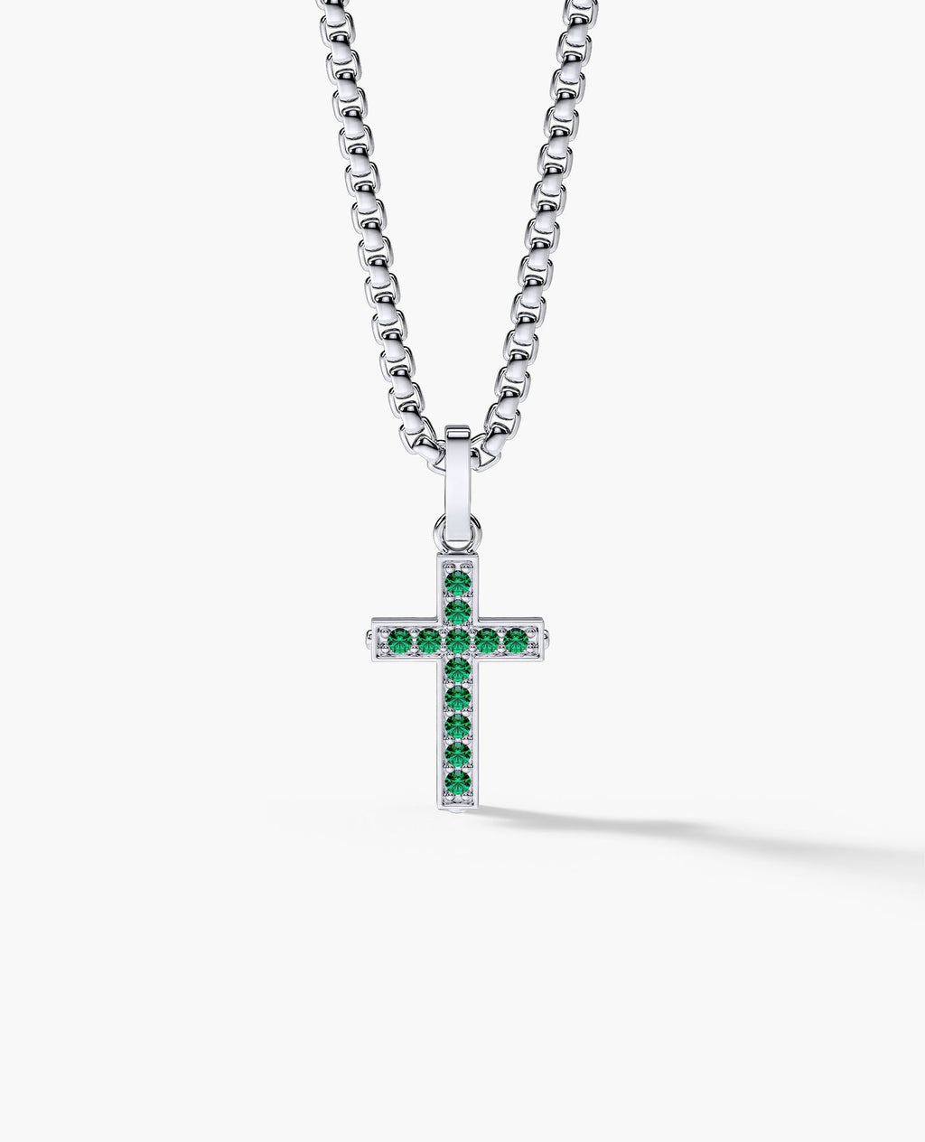 MINI CROSS Gold Pendant with 0.25ct Emeralds