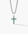 MINI CROSS Gold Pendant with 0.25ct Emeralds