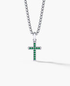 MINI CROSS Gold Pendant with 0.25ct Emeralds