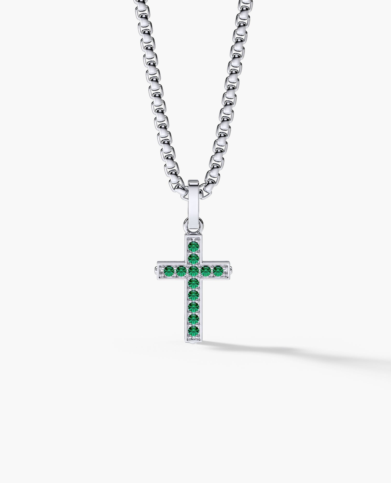 MINI CROSS Gold Pendant with 0.25ct Emeralds