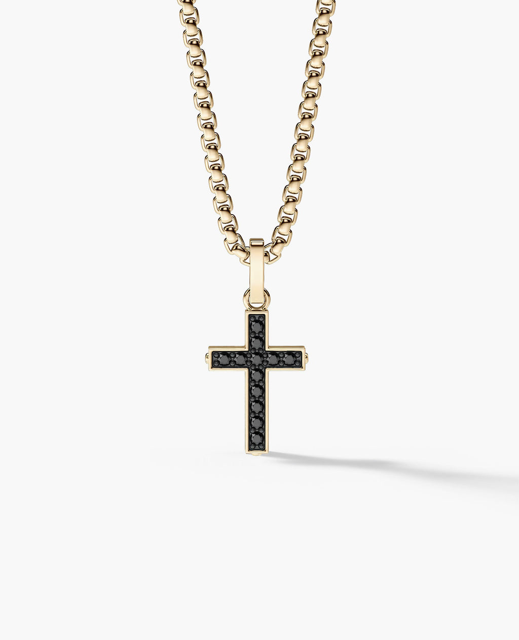MINI CROSS Gold Pendant with 0.25ct Black Diamonds