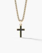 MINI CROSS Gold Pendant with 0.25ct Black Diamonds